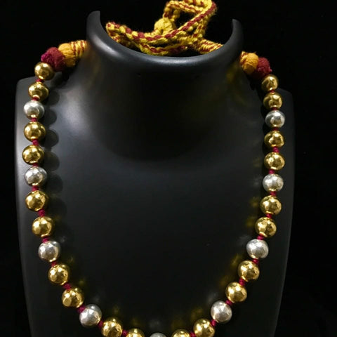 Gold and silver beads necklace