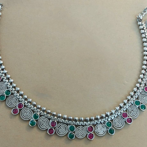 Multi stone silver necklace