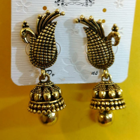 Golden peacock earrings