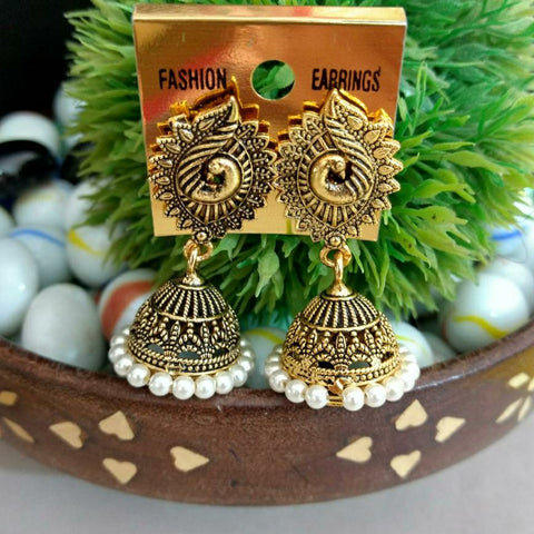 Golden peacock earrings