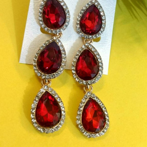 Party wear red stone earrings
