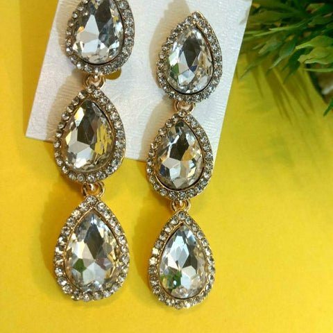 Party wear white stone earrings