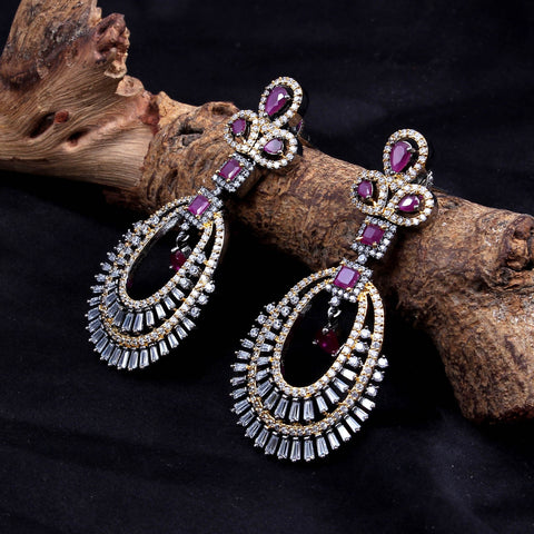 Ruby Color Black Plated Egg Style Beautiful Earring